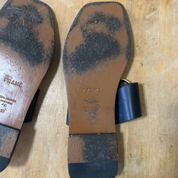 Frame Le Brentwood Black Leather Flip Flop Thong Sandals Size 39 US/8.5-9 - Picture 5 of 8